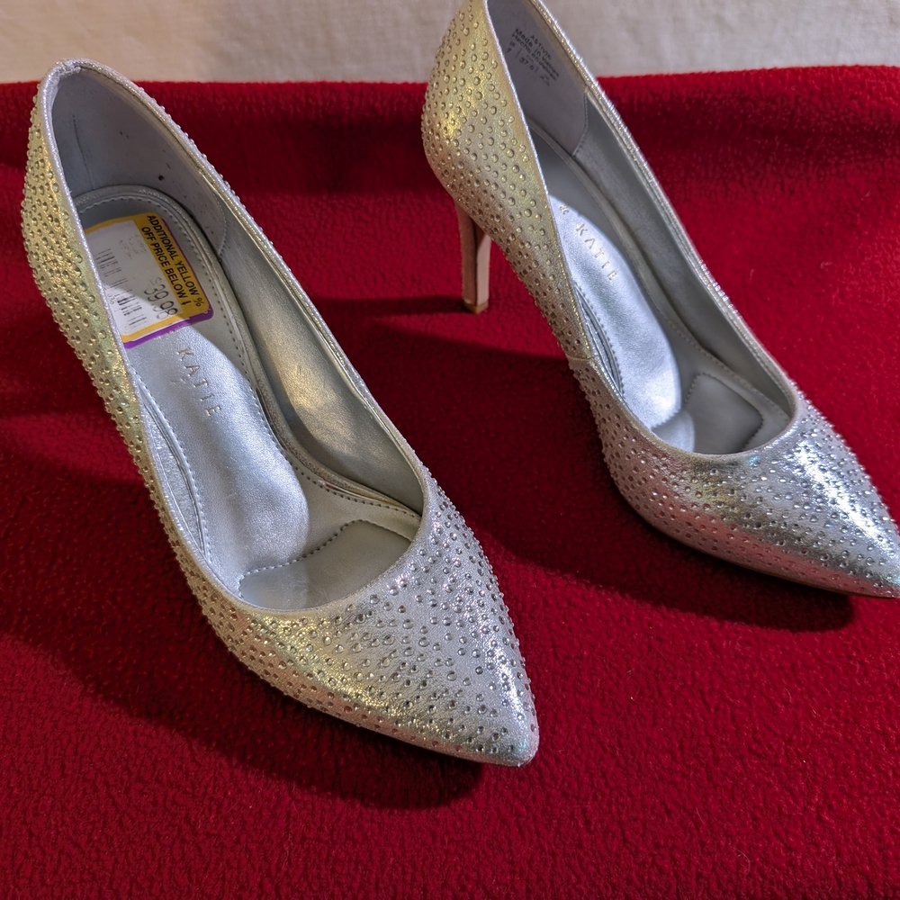 Elegant Silver Crystal Stiletto Heels
